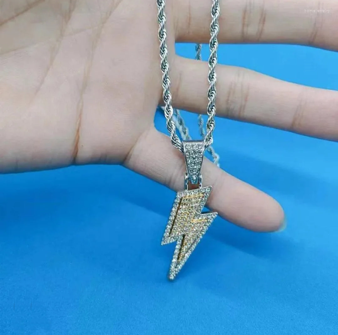 Men’s Lightning Pendant Rope Chain Necklace