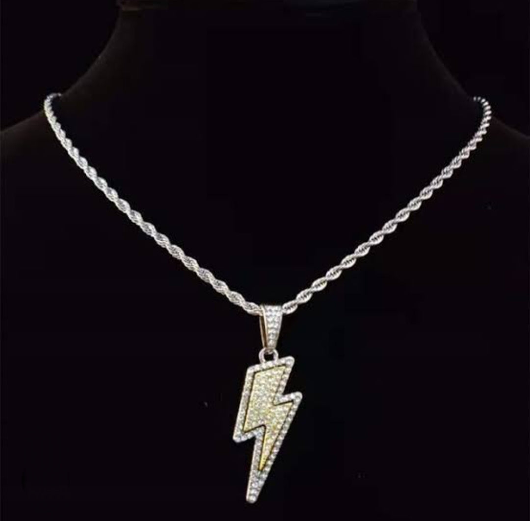 Men’s Lightning Pendant Rope Chain Necklace
