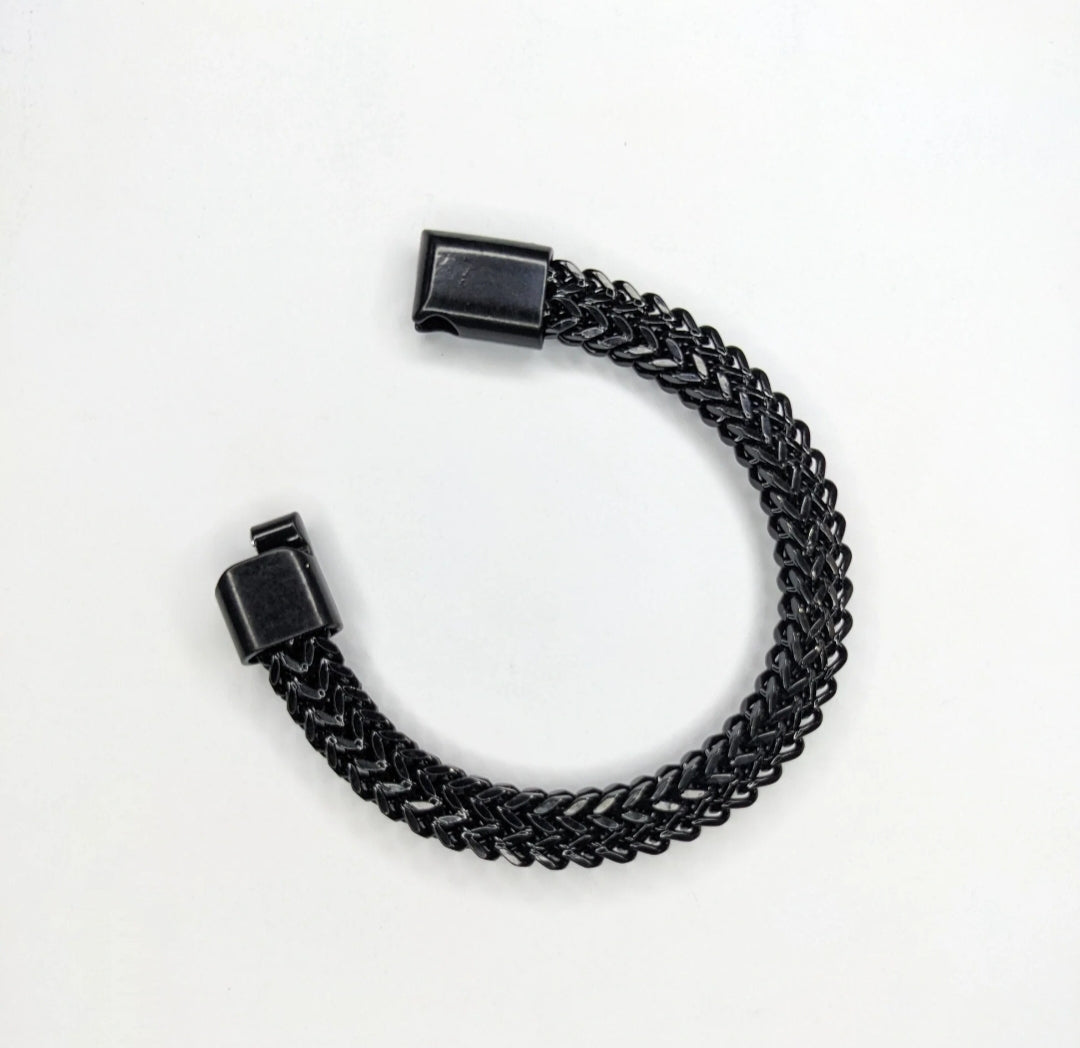 Men’s Black Stainless Steel Franco Chain Bracelet