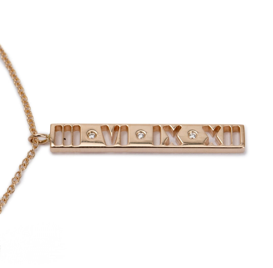 Rose Gold Atlas Bar Pendant Necklace