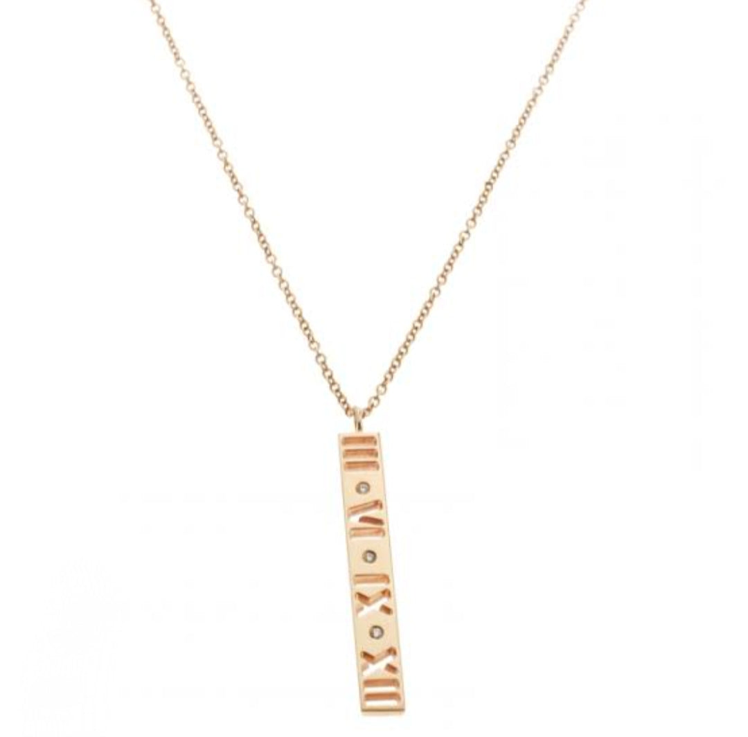 Rose Gold Atlas Bar Pendant Necklace
