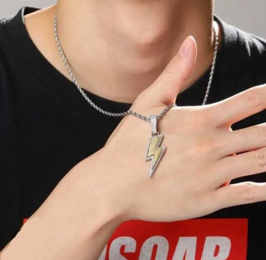 Men’s Lightning Pendant Rope Chain Necklace
