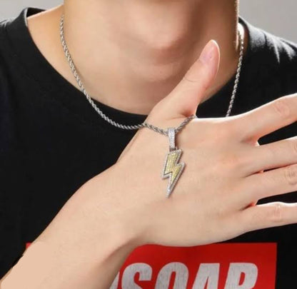 Men’s Lightning Pendant Rope Chain Necklace