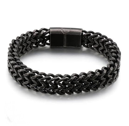Men’s Black Stainless Steel Franco Chain Bracelet