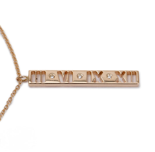 Rose Gold Atlas Bar Pendant Necklace