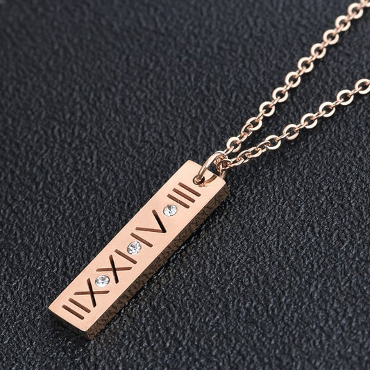 Rose Gold Atlas Bar Pendant Necklace