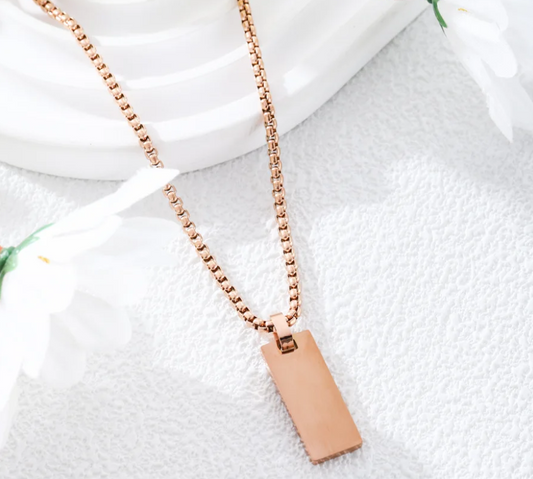 Mirror Polished Rectangle Pendant Necklace for Women
